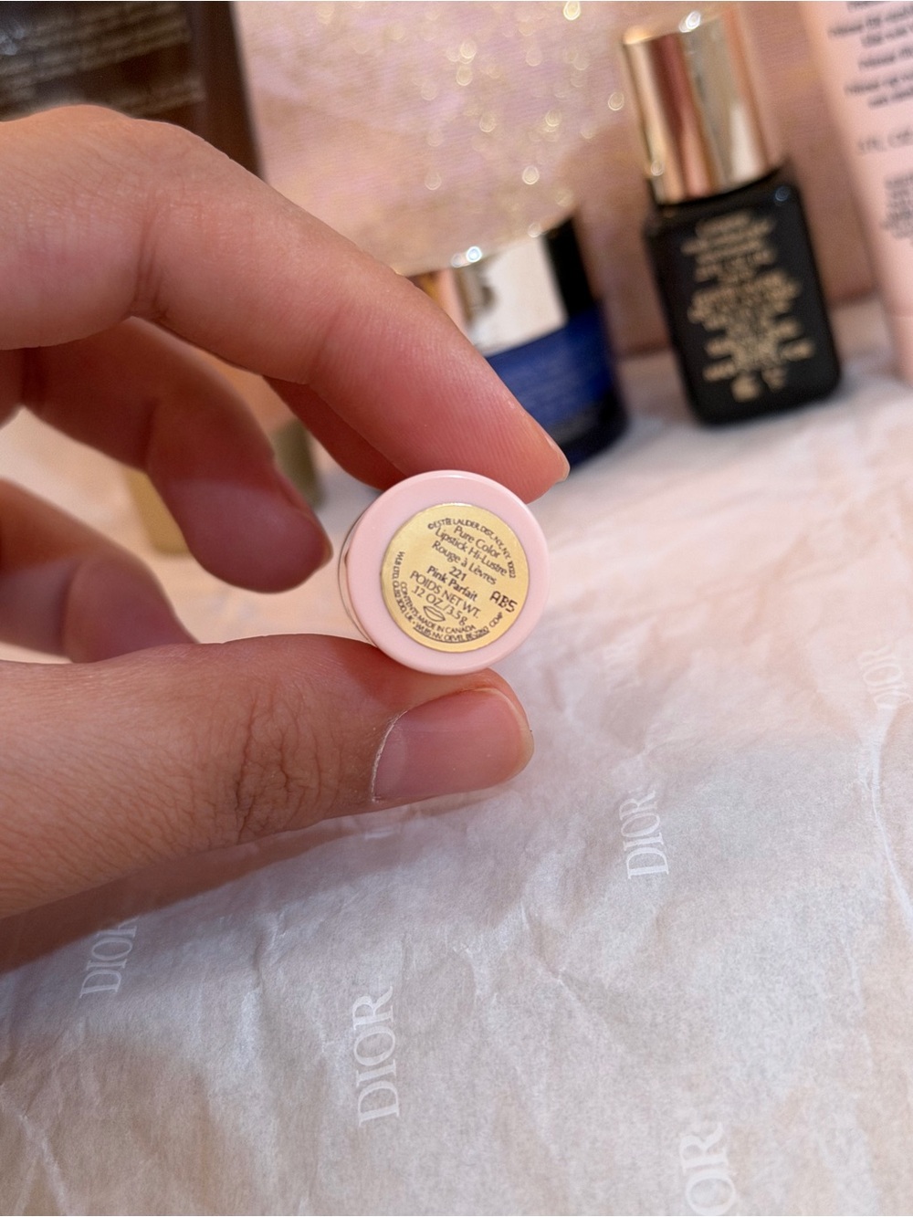 Estee Lauder Pink Glitter Cosmetic Pouch with Skincare & Lipstick - Picture 10 of 12